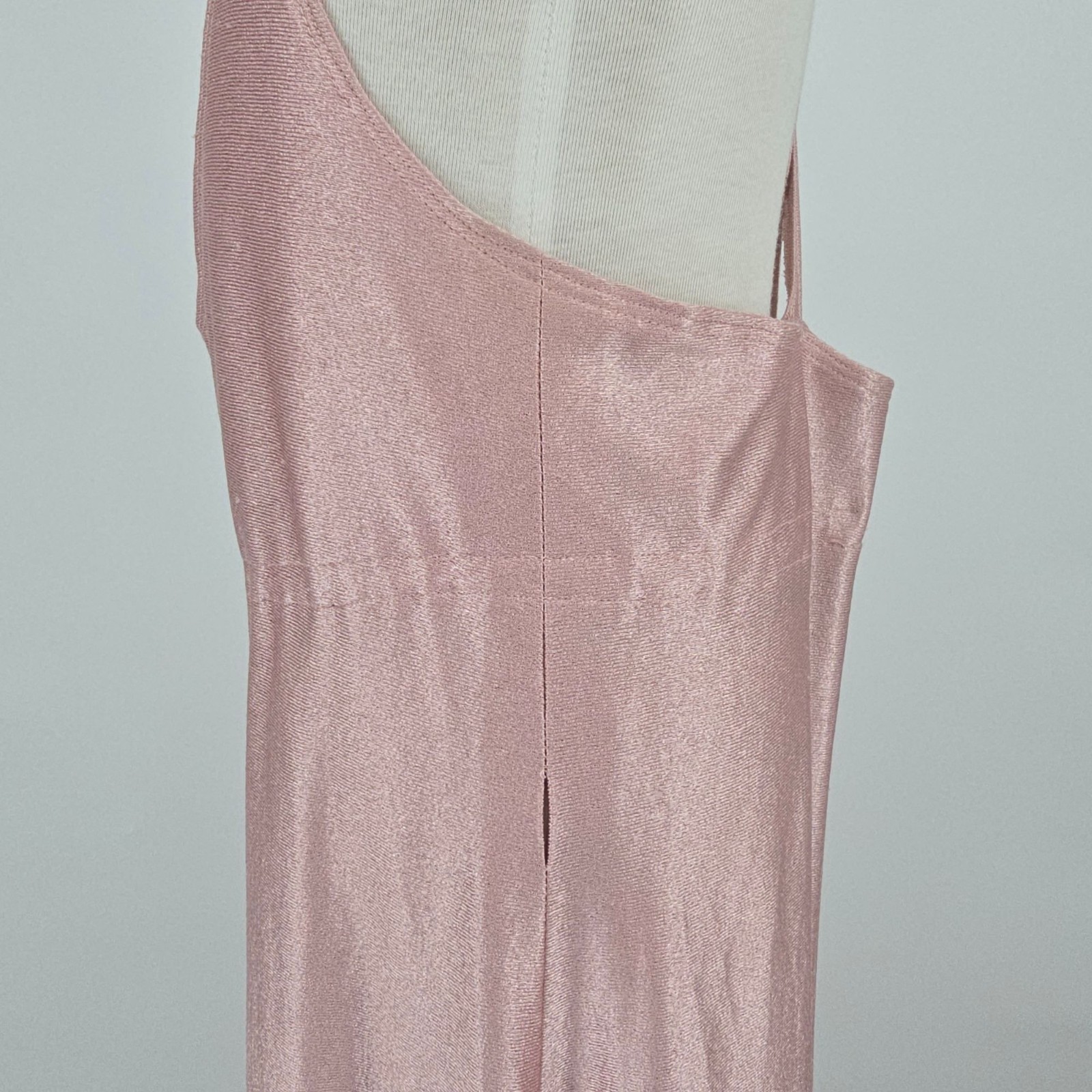 Vintage 1970s Shimmery Rose Gold Crisscross Strap Disco Maxi Dress (XXS) *Flaws