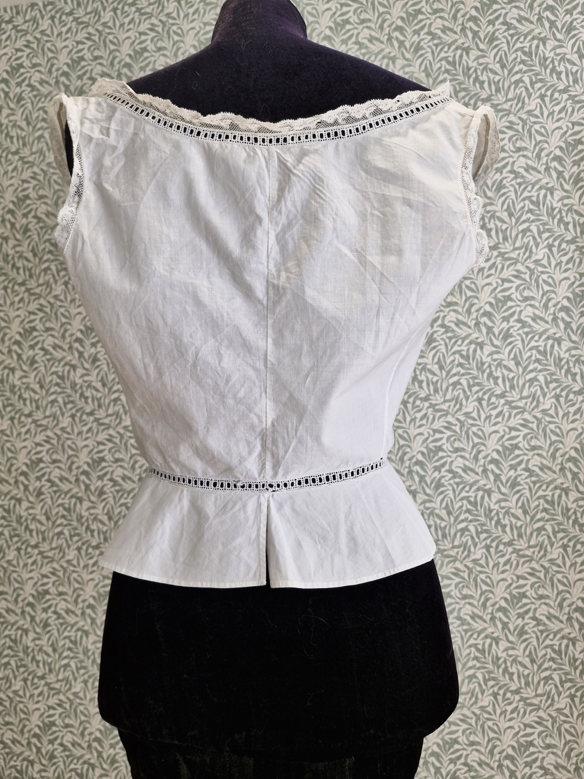 Antique Victorian Edwardian Camisole corset cover cotton lace.