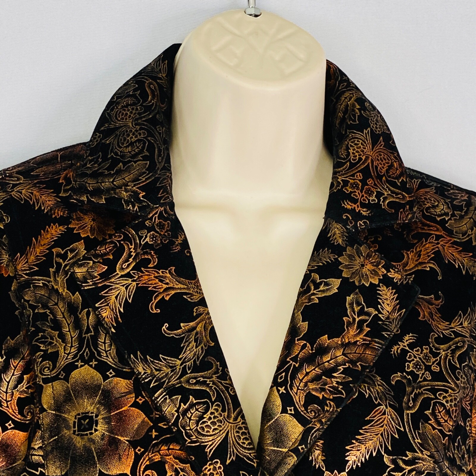 Metallic floral jacket copper bronze black velour patterned steampunk blazer