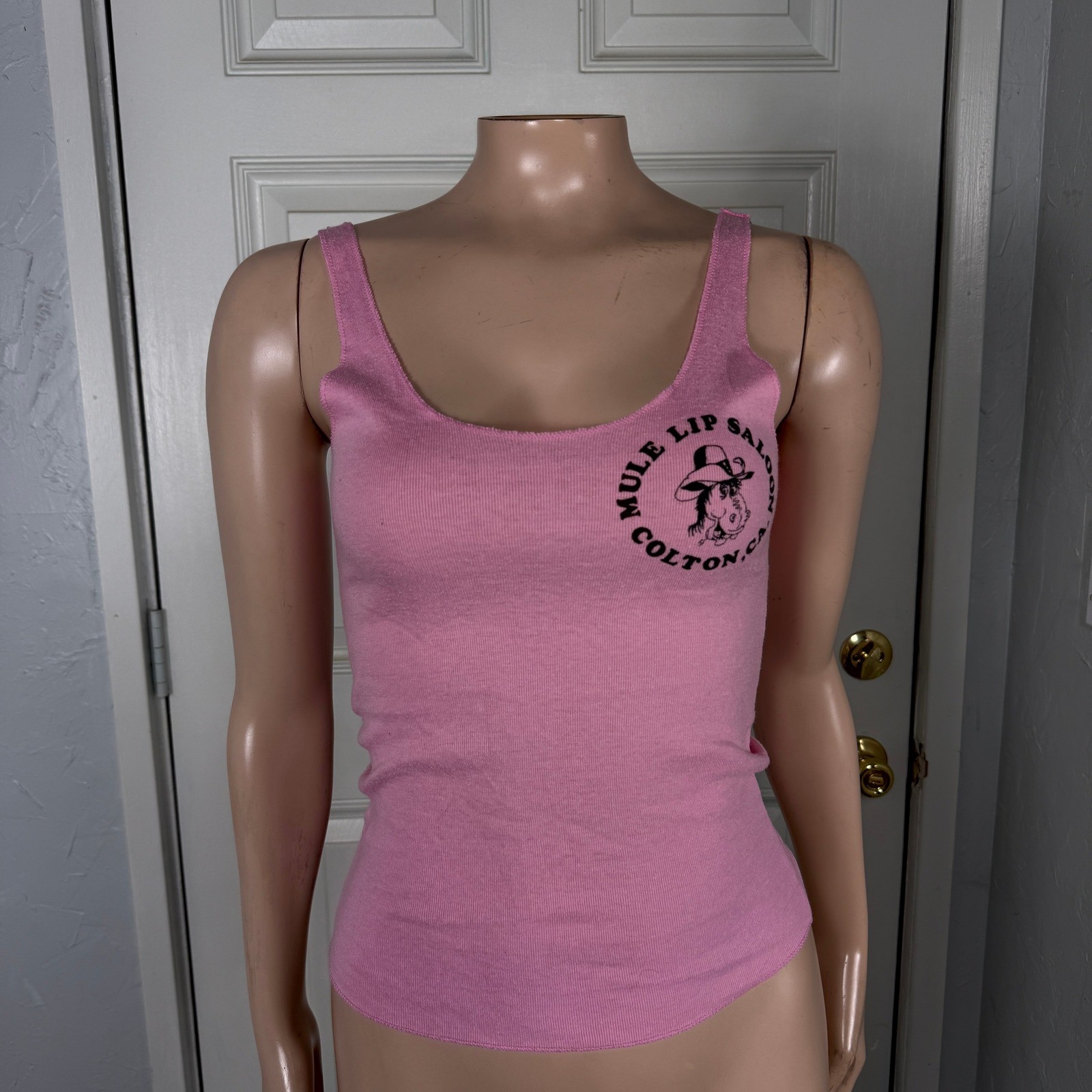 Vintage 80s 90s Mule Lip Saloon Tank top Cami Solid Cotton Shirt Colton CA Y27