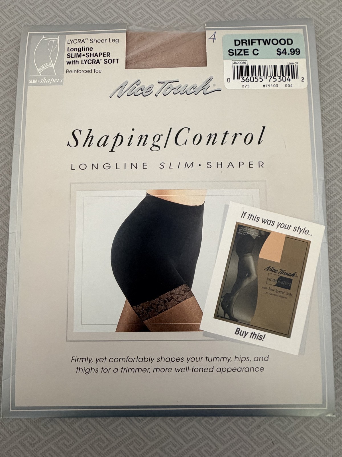 Color: Driftwood Size C Longline Slim Shaper Pantyhose Sheer LYCRA by Nice Touch