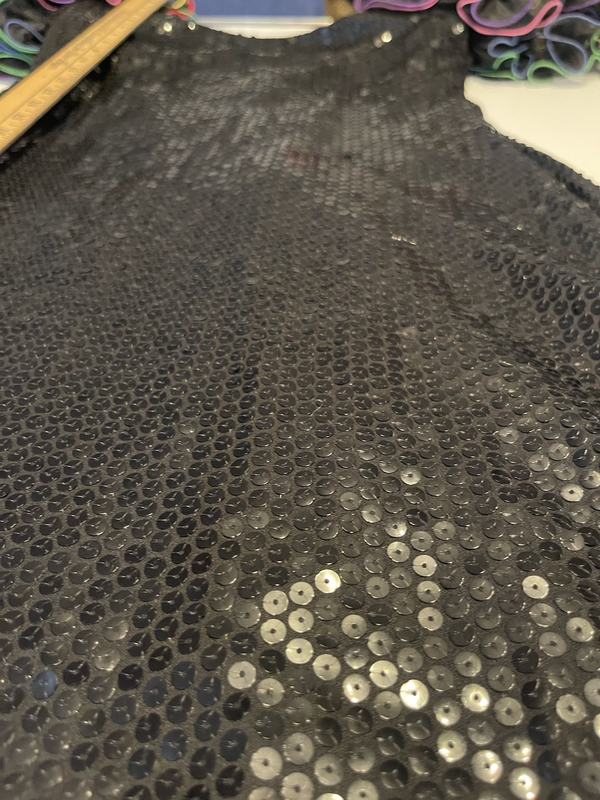 VTG 1980s Black Sequin Colorful Puff Sleeve By Cattiva Size 10 Dynasty