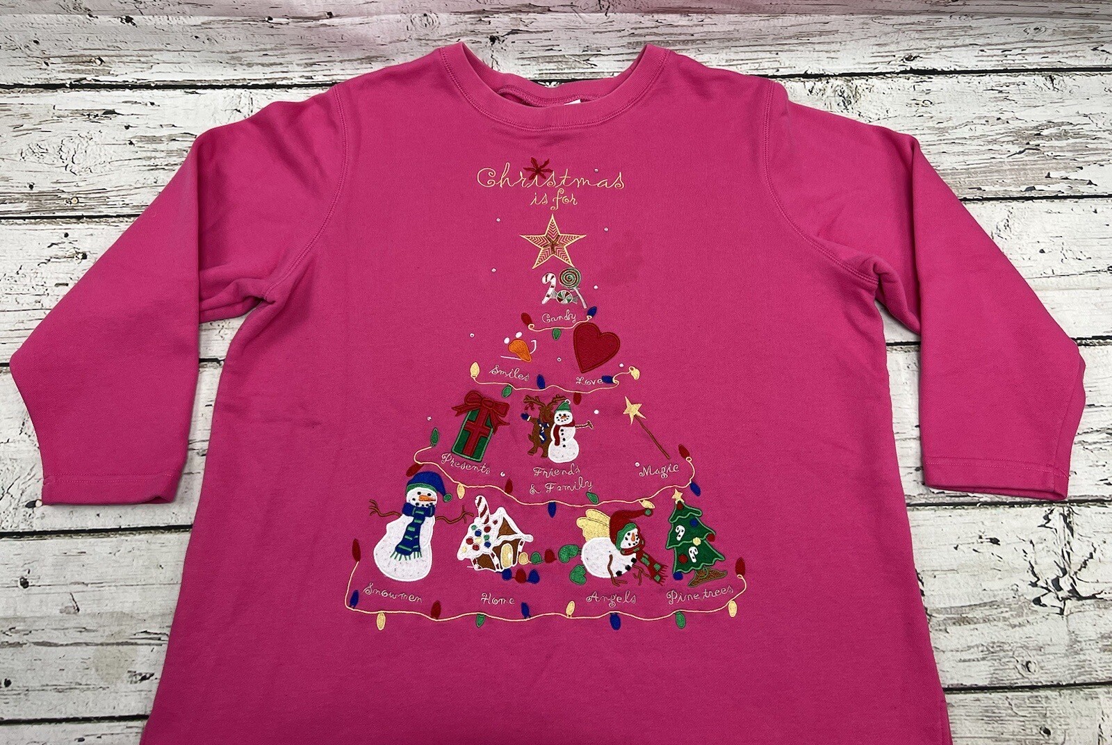 VTG « Christmas Is For » Holiday Snowman Present Tree Women&rsquo;s Crewneck Sweatshirt
