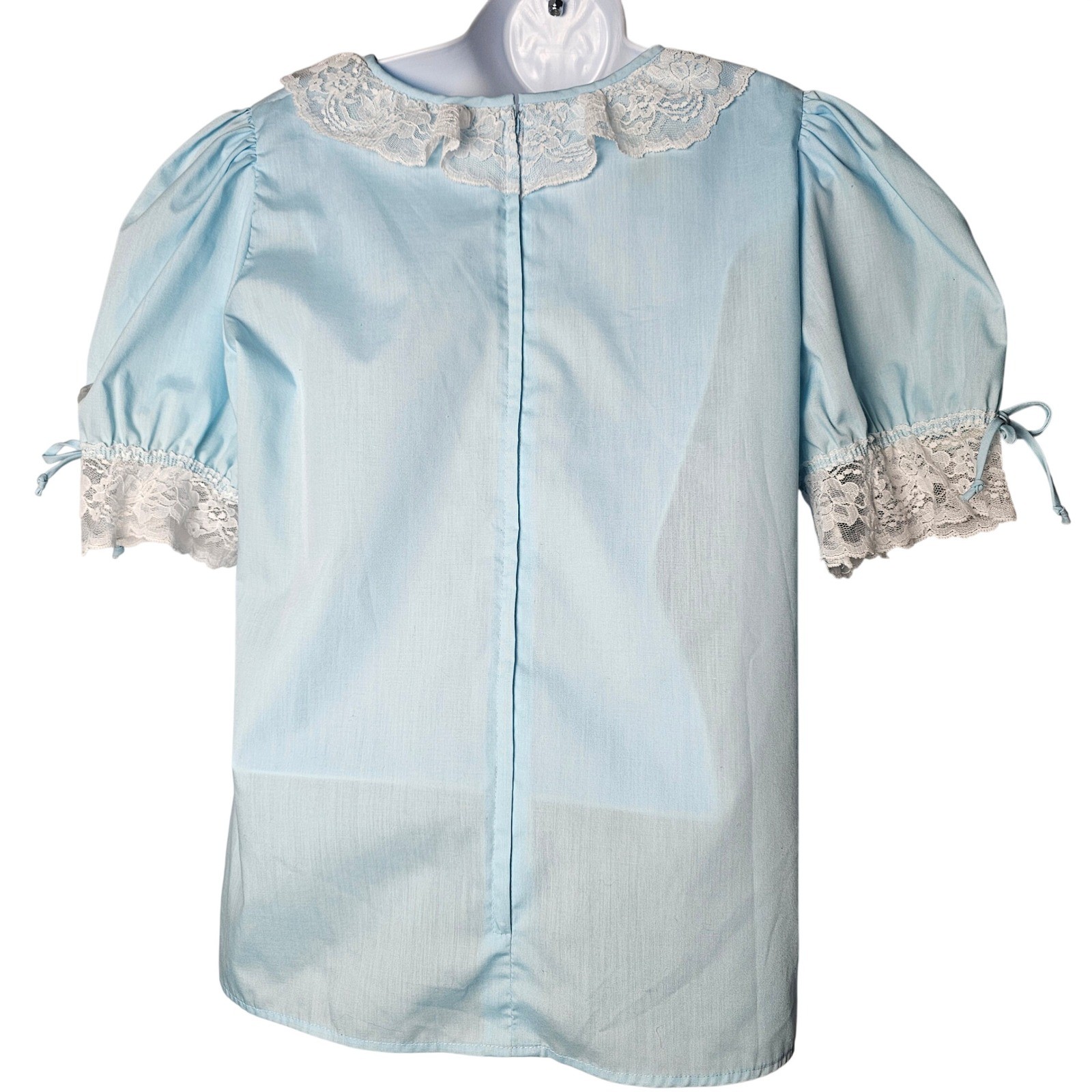 VTG 70s Partners Please Malco Modes Blue Lace L Ruffle Collar Prairie Coquette