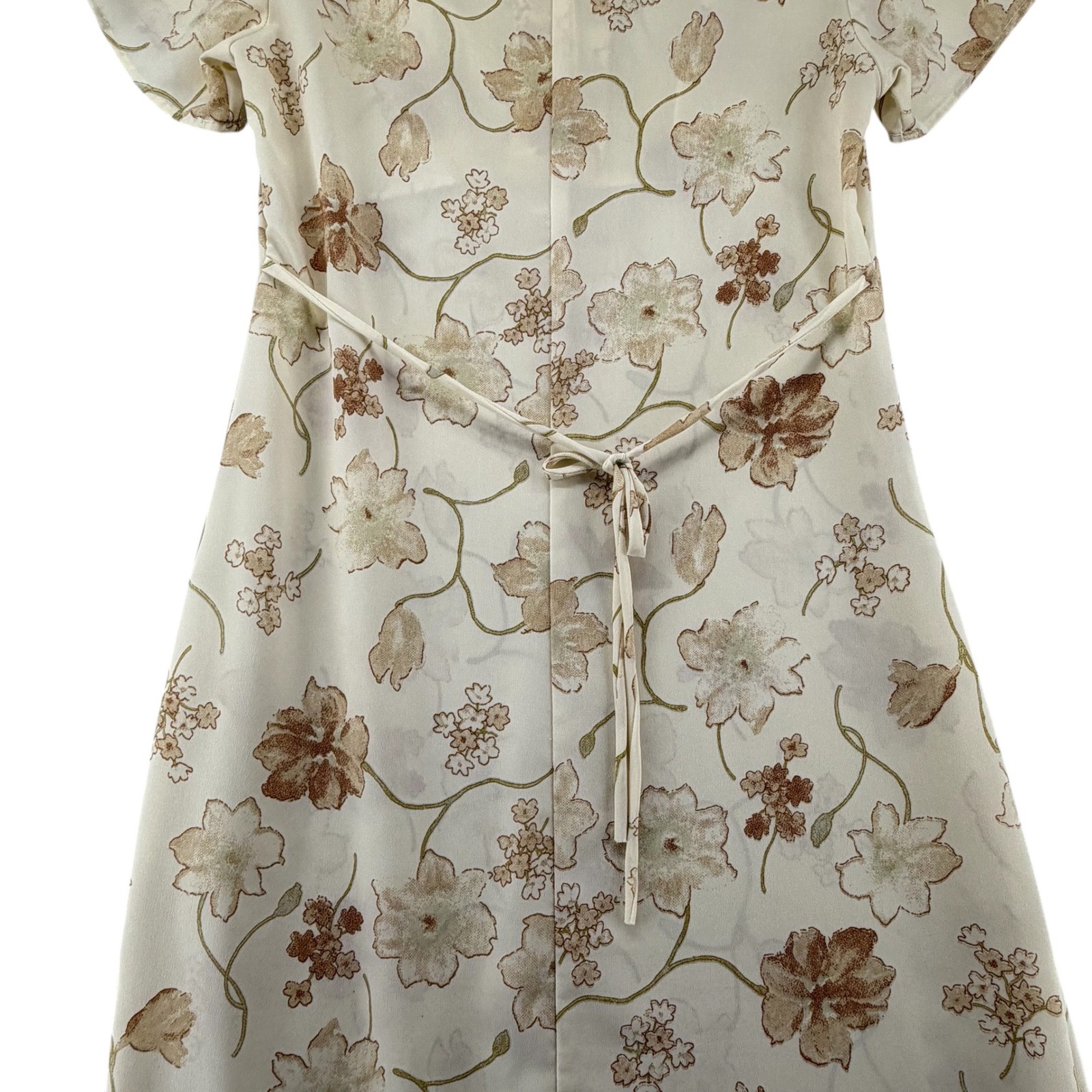 Goddess Vintage Floral Maxi Dress Womens Medium Cream Brown USA Cottagecore