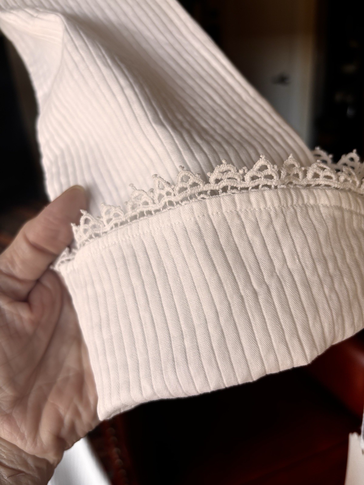 Antique Edwardian Early 1900s White Cotton Dressing Gown Robe Sz S Empire Waist