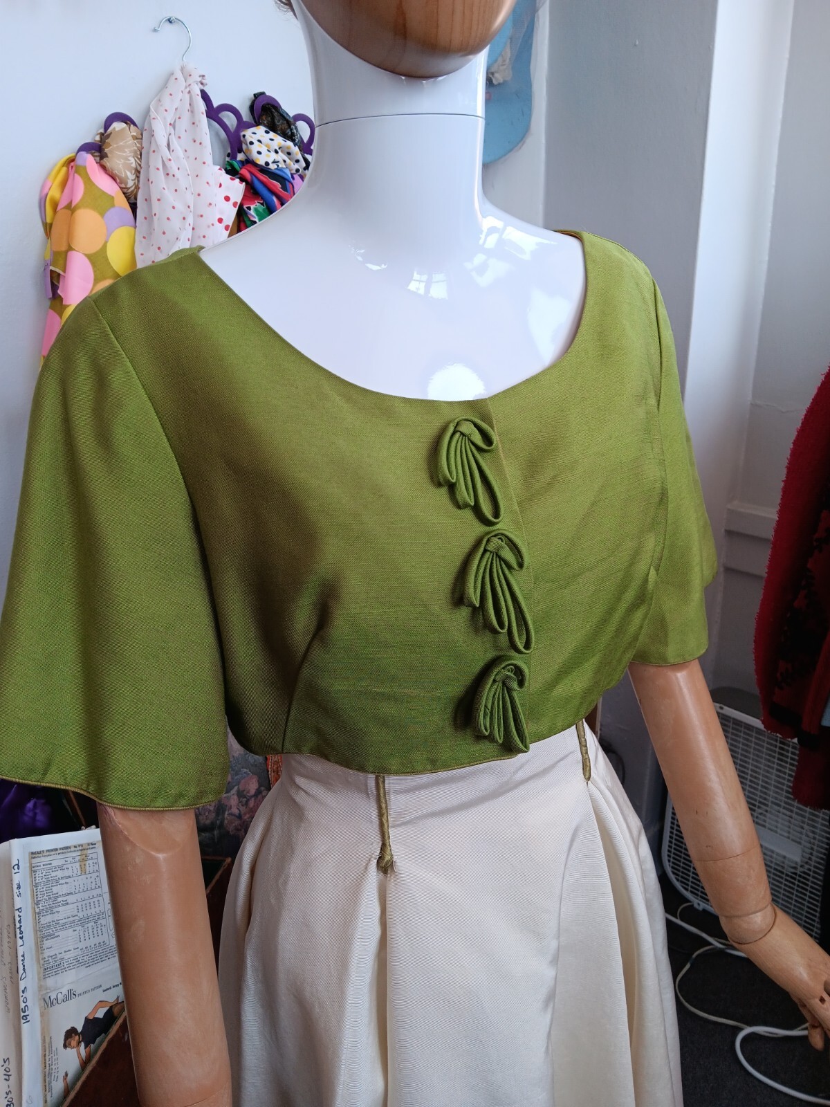 VTG 1950&rsquo;s Fit and Flare Faille Cocktail Dress with Shrug Designer Unknown