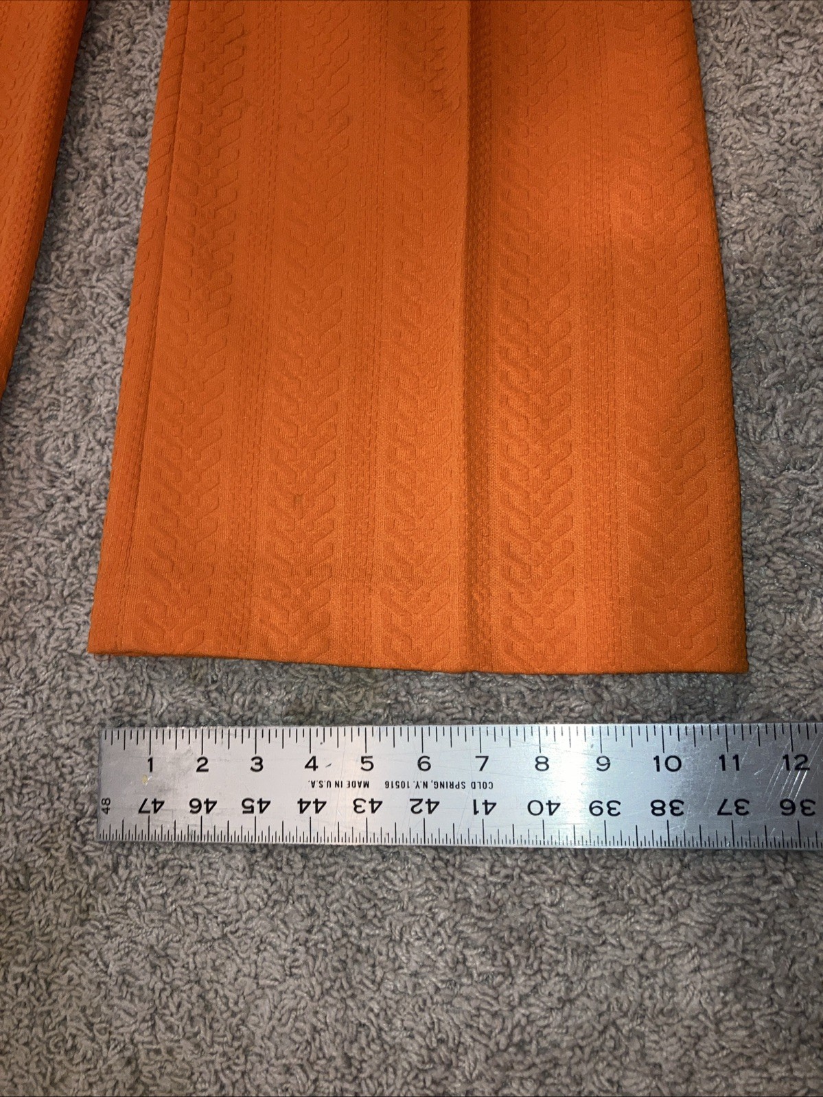 Vintage 1970s Orange Double Knit Polyester Flair Pants. Textured