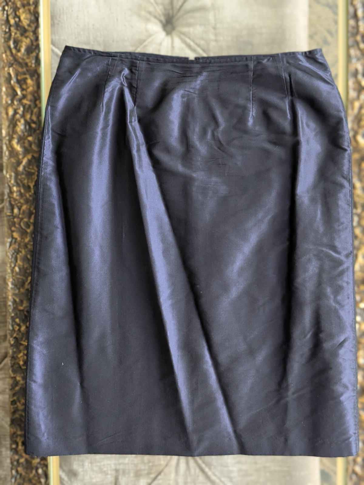 VTG Neiman Marcus Exclusive Silk Satin Skirt Suit Set 8 M Purple Ruched Tailored