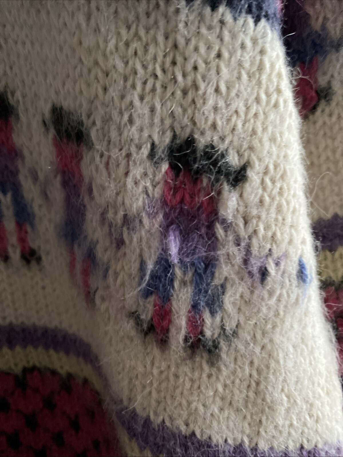 VTG Peruvian Alpaca Folk Hand Knitted Sweater Llama Peru Large Adult Unisex