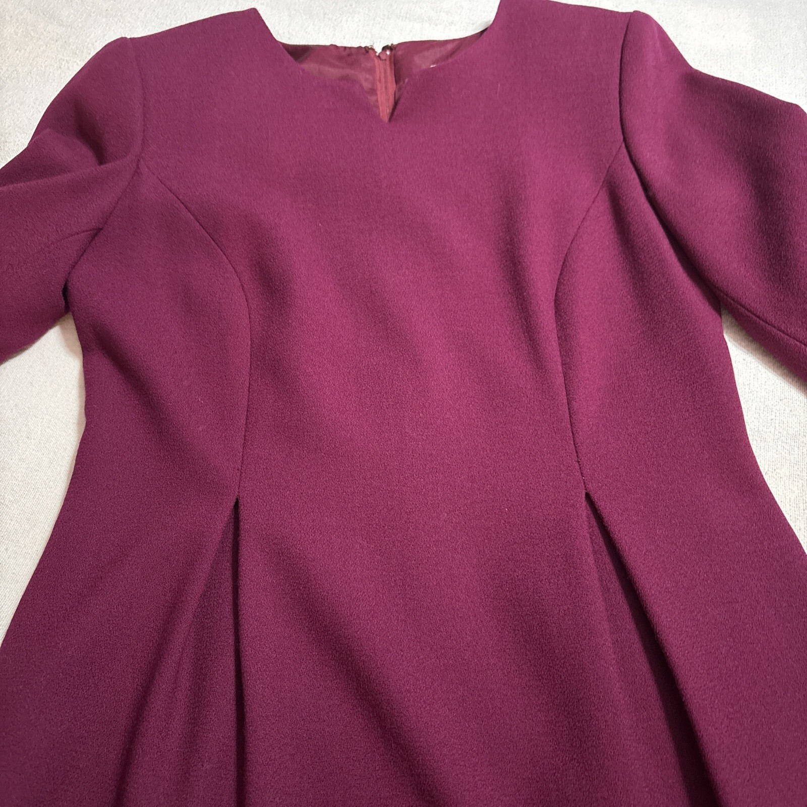Vintage Maggy London Wool Dress Purple Long Sleeve Sz6P Fully Lined