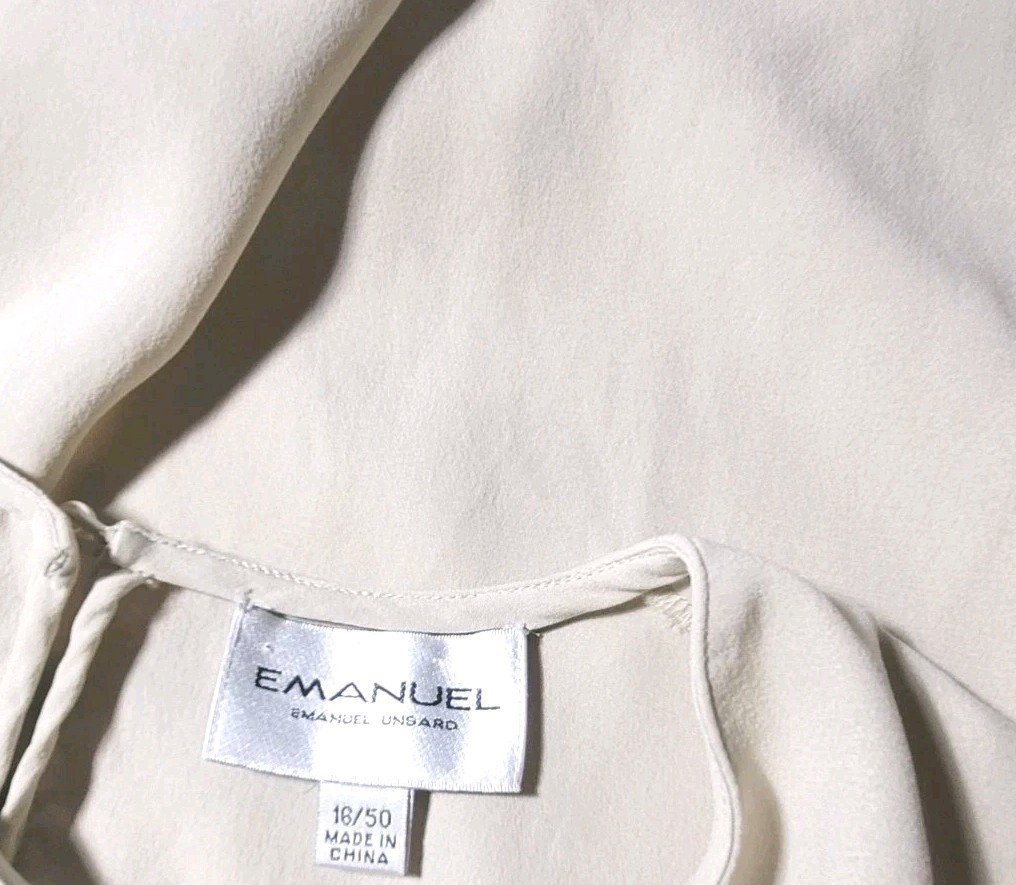 Vintage 80s Emanuel Ungaro 100% Silk Top Boxy Old Money Plus 16 Ivory Minimalist