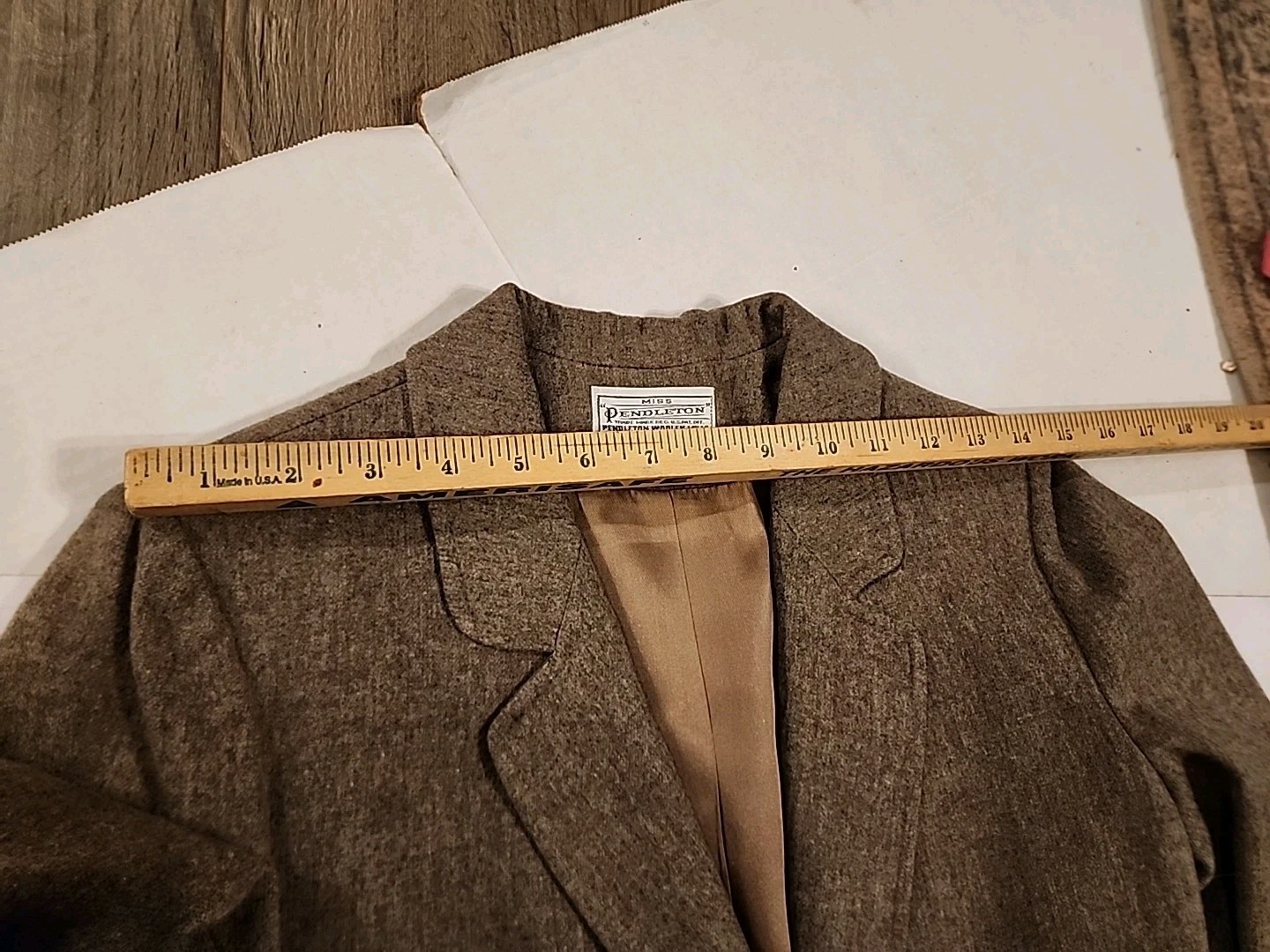 Vtg Miss Pendleton Suit Pant Jacket Set 100% Pure Virgin Wool Tweed Woolen Mills