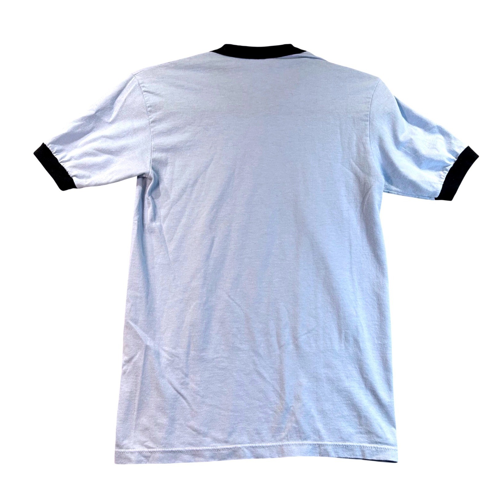 Vintage Soffe Shirts Ringer Tee Light Blue Surfing Graphic Made in USA Small