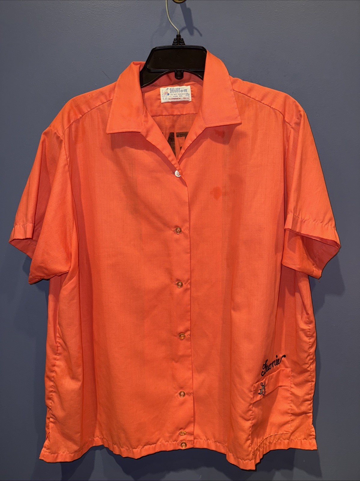 Size 44 Womens Bowling Shirt 1960’s Hilton USA Jeanie Anderson Regenold Pontiac