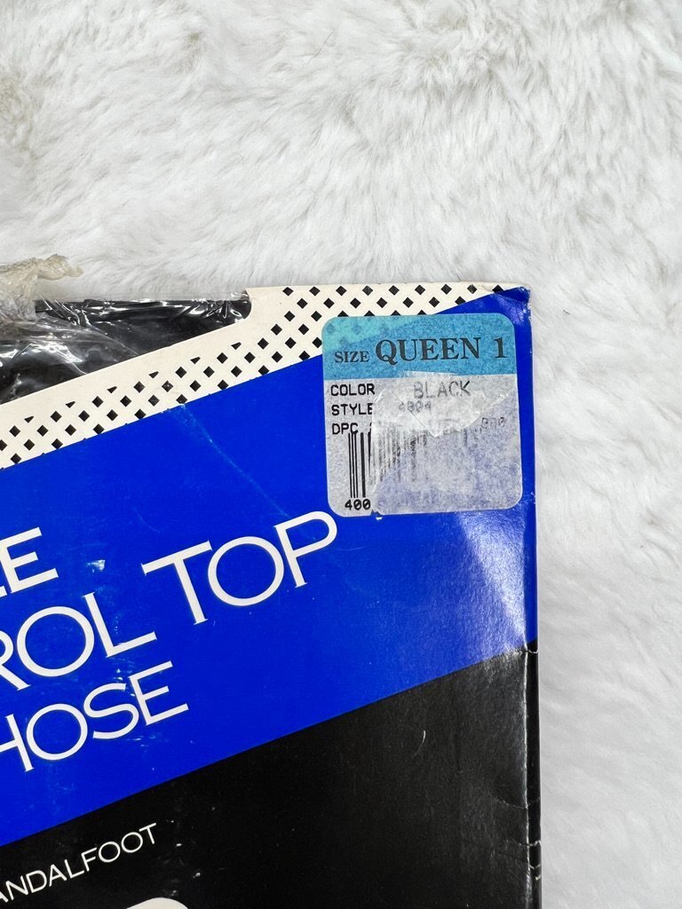 Vintage Plus Size Control Top Pantyhose Queen Black Trend Basics USA Union Label