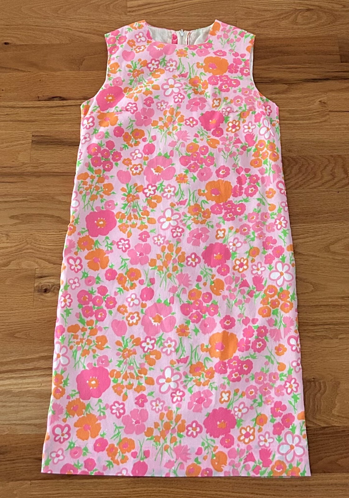 Vintage Women&rsquo;s Shift Dress Fritzi of California Preppy Pink Floral Medium