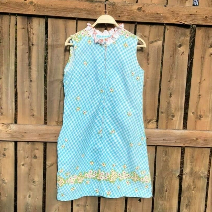 Vintage 60&rsquo;s Dress Plaid Daisy Pattern Handmade
