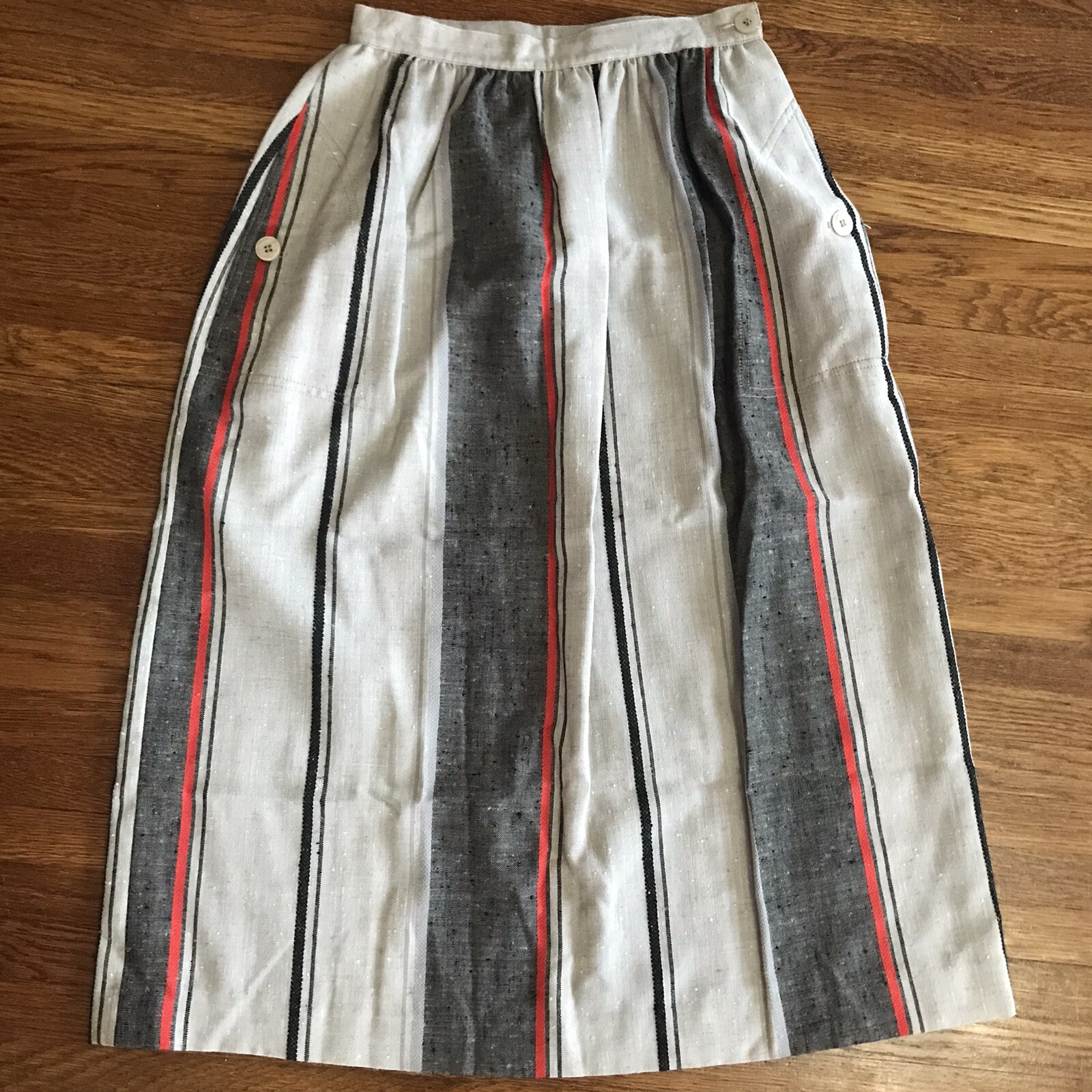 vtg 80s rayon blend skirt 5/6 24” waist knee length modest preppy Coastal