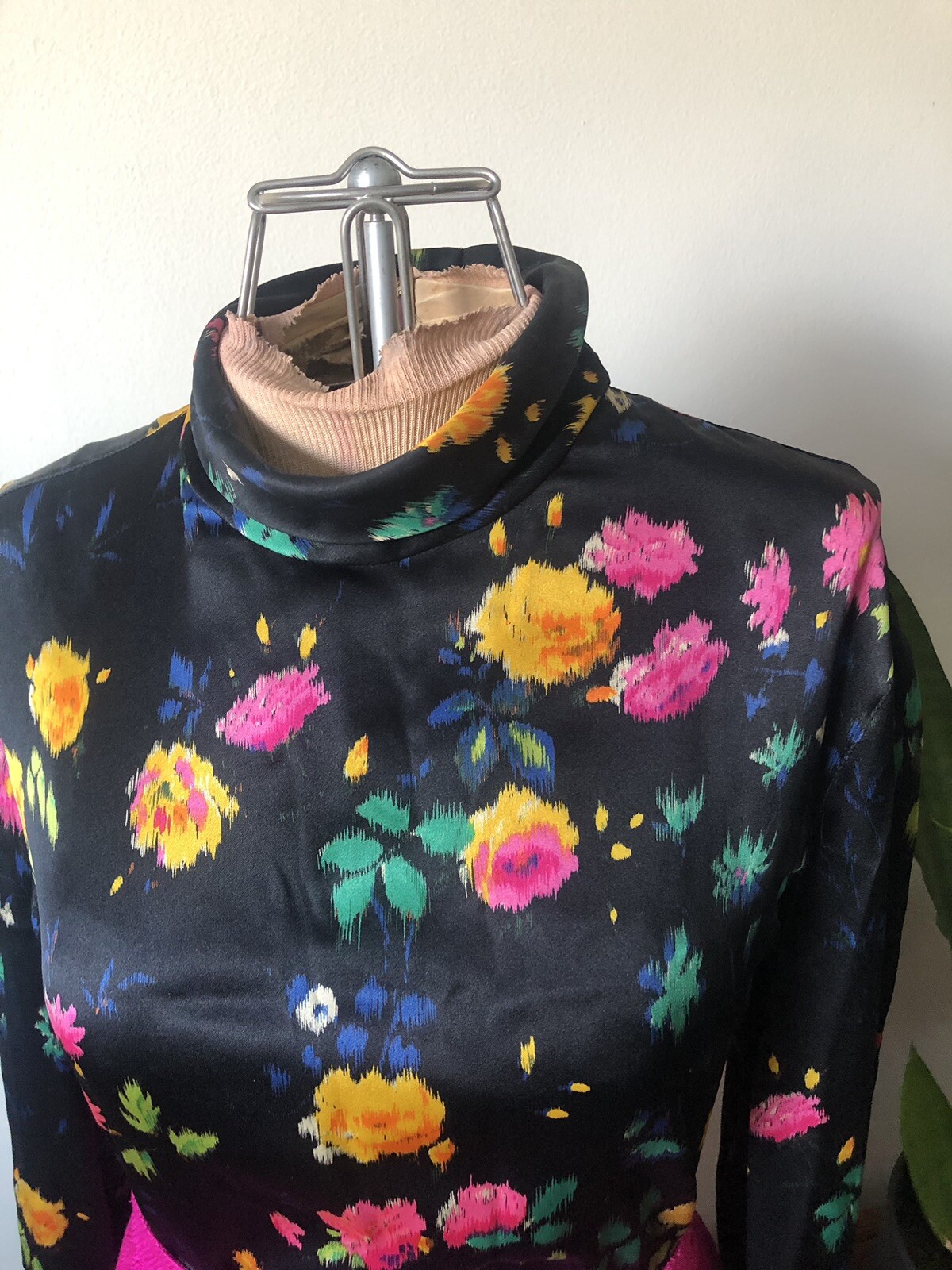 Vintage Emanuel Ungaro For Bergdorf Goodman Floral Silk Blouse, French Cuffs