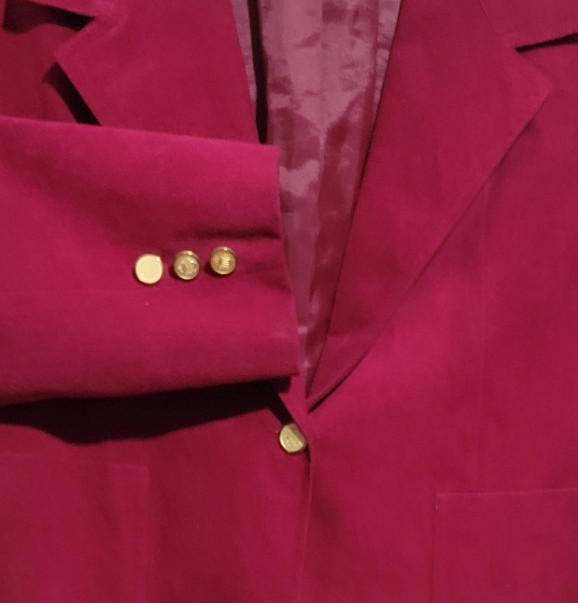 Pristine 70s VTG Ultrasuede Blazer Jacket Magenta Pink Gold Buttons Lined USA 10