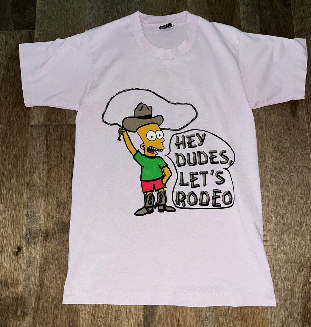 Vintage 1990 Screen Stars Best Bart Simpson t-shirt Single Stitch Pink Rodeo
