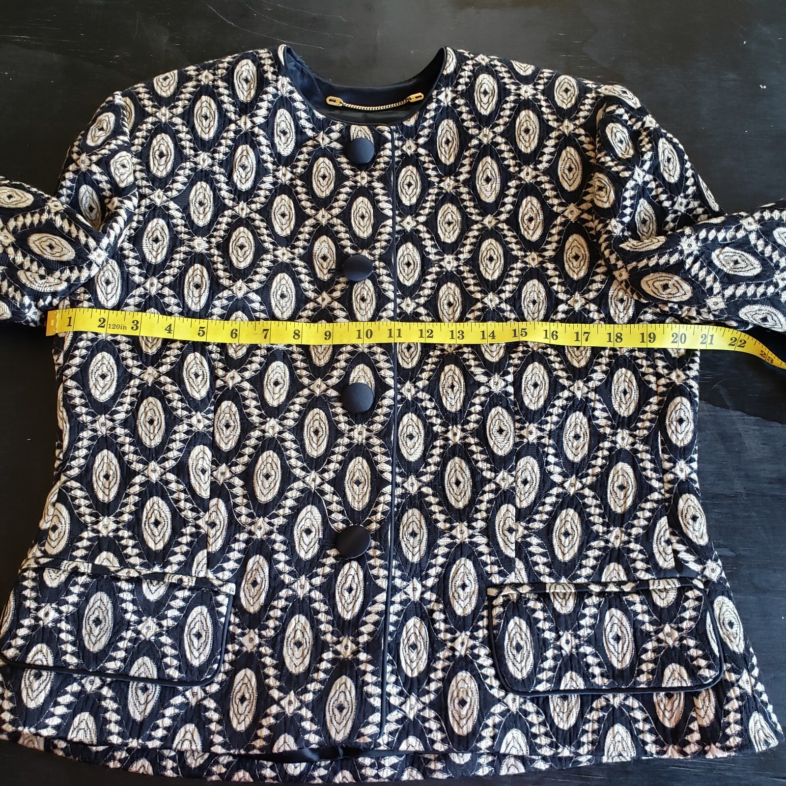 Vintage Escada Jacket 10/12 Wool Silk Blend Ethnic Print Artsy World Traveler