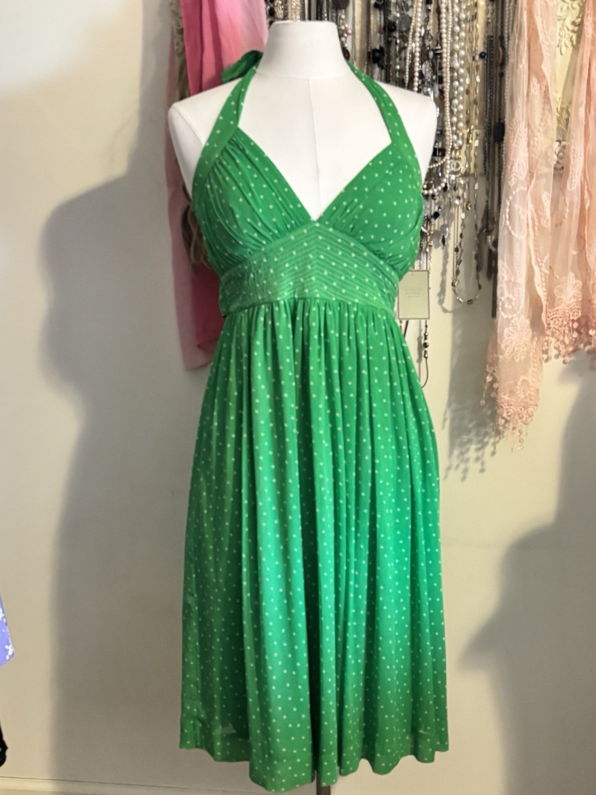 Vintage Y2K Jonathan Martin Polka Dot Halter Midi Dress NWT 10