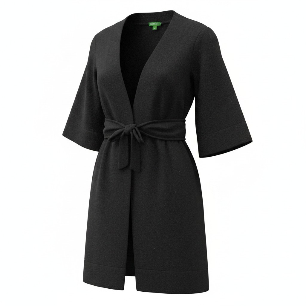 Vintage Benetton Cardigan Dress Women&rsquo;s Small Black Wool Blend Italy