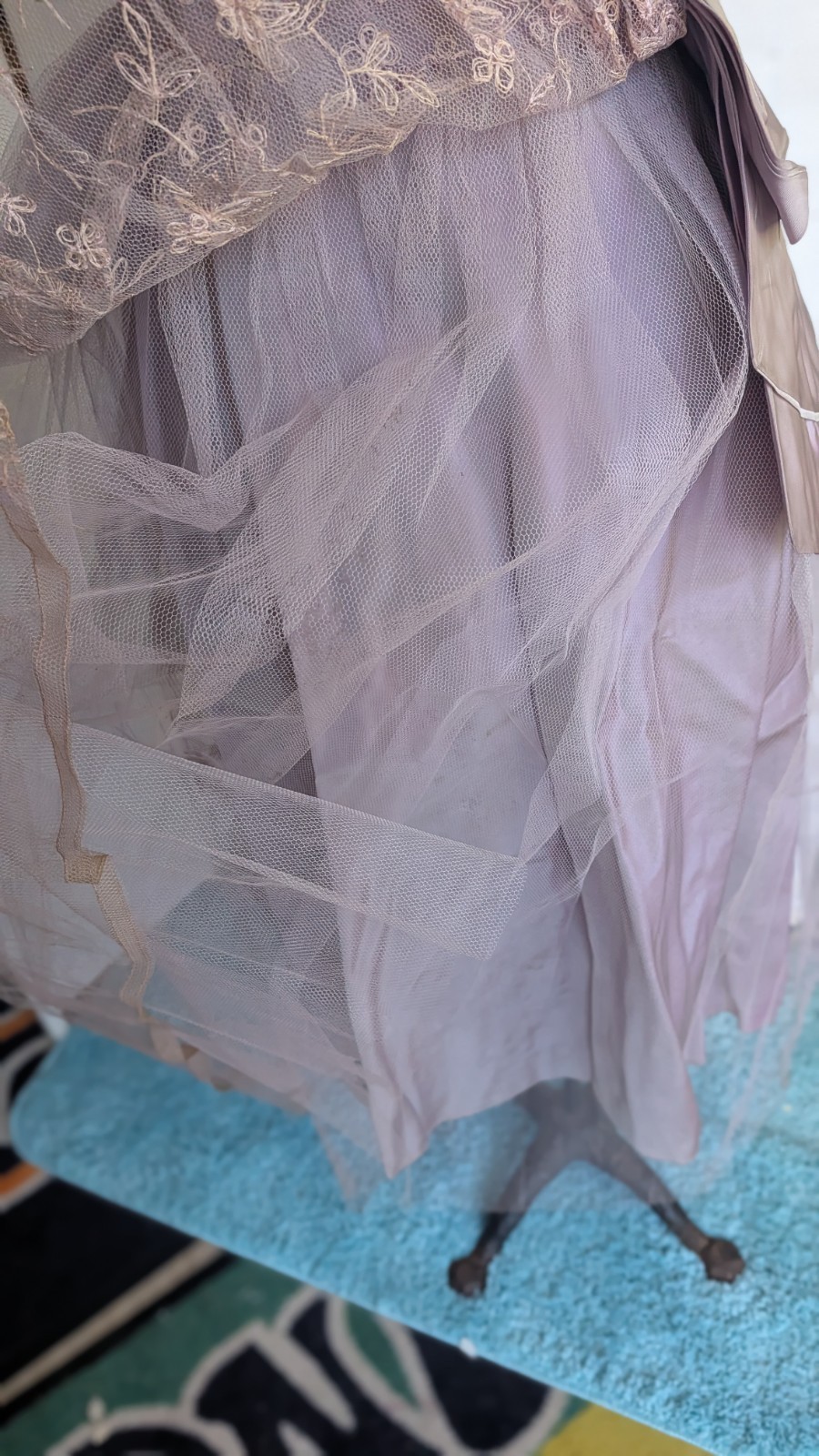 Vintage 1950s Prom Dress Lilac Net Lace Fit And Flare