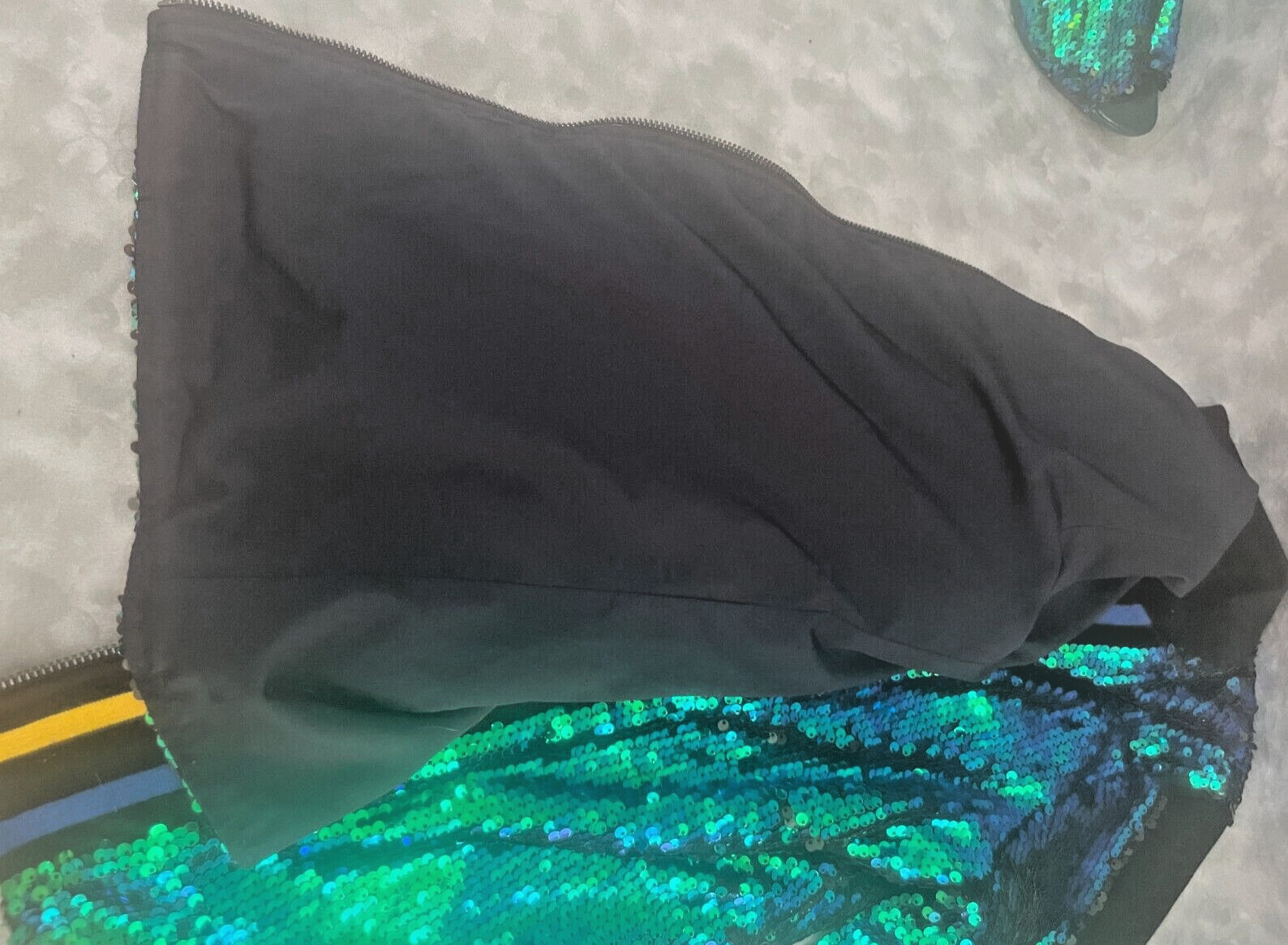 2010s Vtg Mermaid Sequin Bomber Jacket & Boots « RARE SET » Blue Green Glam ✨🔥