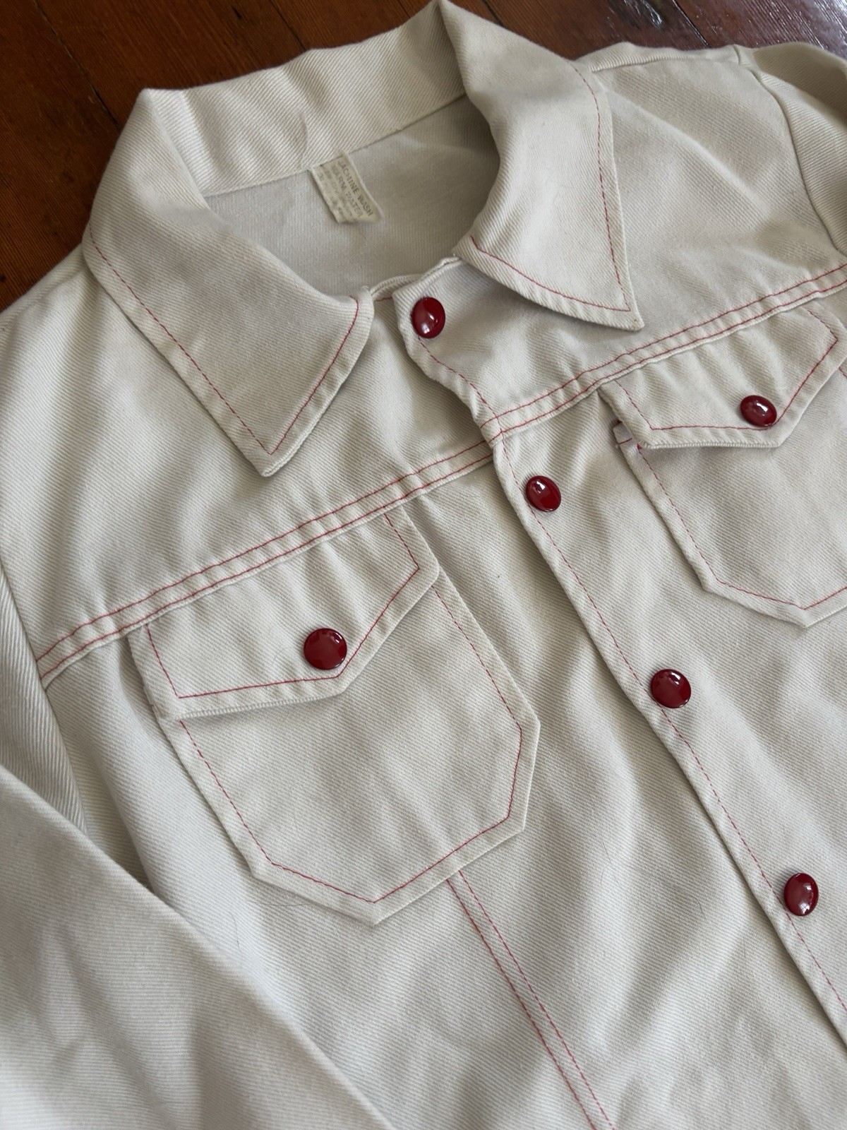 Womens 70s Denim Jacket Bell Bottom Pant Set Embroidered Vintage