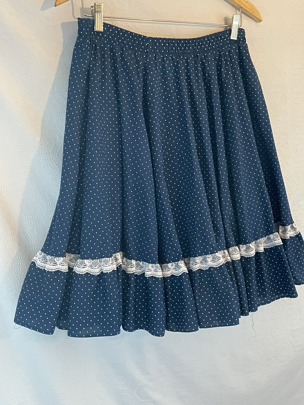 VTG PARTNERS PLEASE Malco Modes Square Dance Circle Skirt Blue Polka Dot M