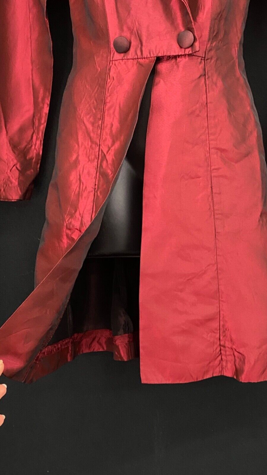 Vintage 1980s red Victorian-style jacket S M long goth glam tuxedo tailored
