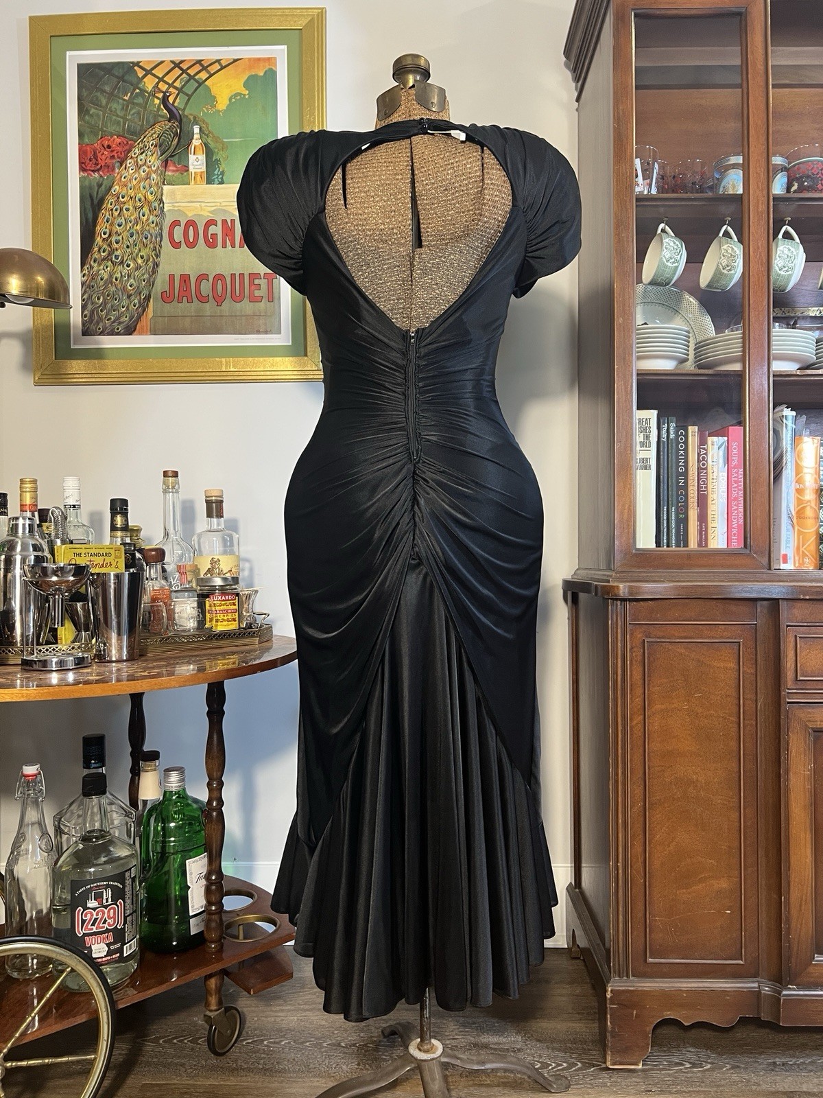 Vintage 1980s Black Hollywood Bombshell Mermaid Dress