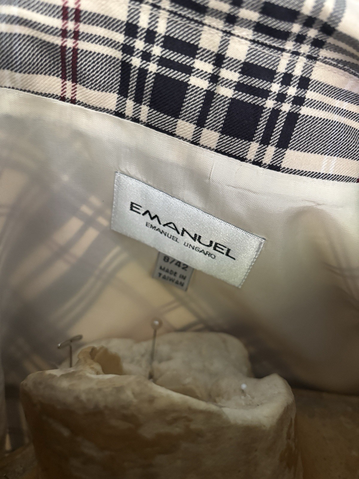 Vintage EMANUEL UNGARO plaid Jacket Windbreaker 1990s Size 8