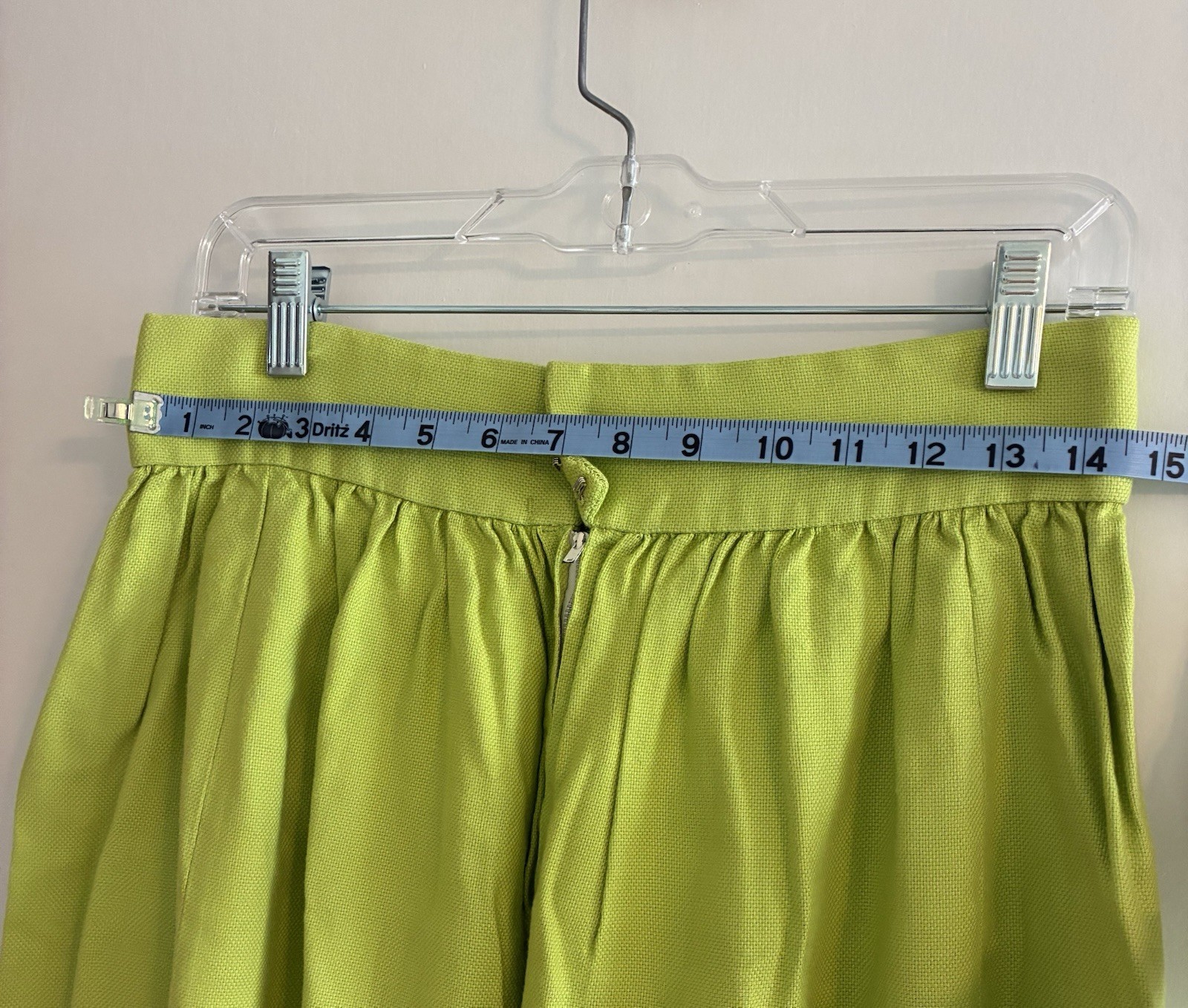 vtg 1970s Handmade Embroidered Lime Green long skirt GEORGOUS waist 29in