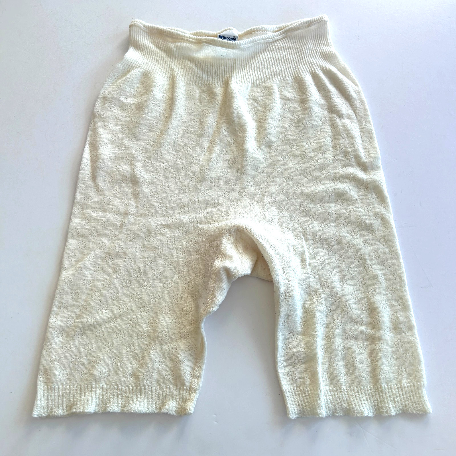 Winconia Vintage Womens Long Underwear Shorts Size XL Wool Nylon Blend Lace