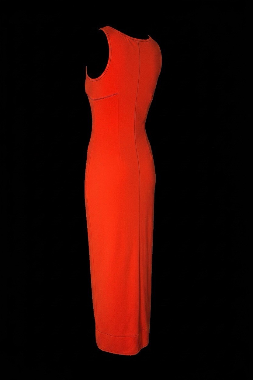 Vtg EMANUEL UNGARO 100% Silk Maxi Dress Orange DESIGNER SAMPLE 90s Runway 8