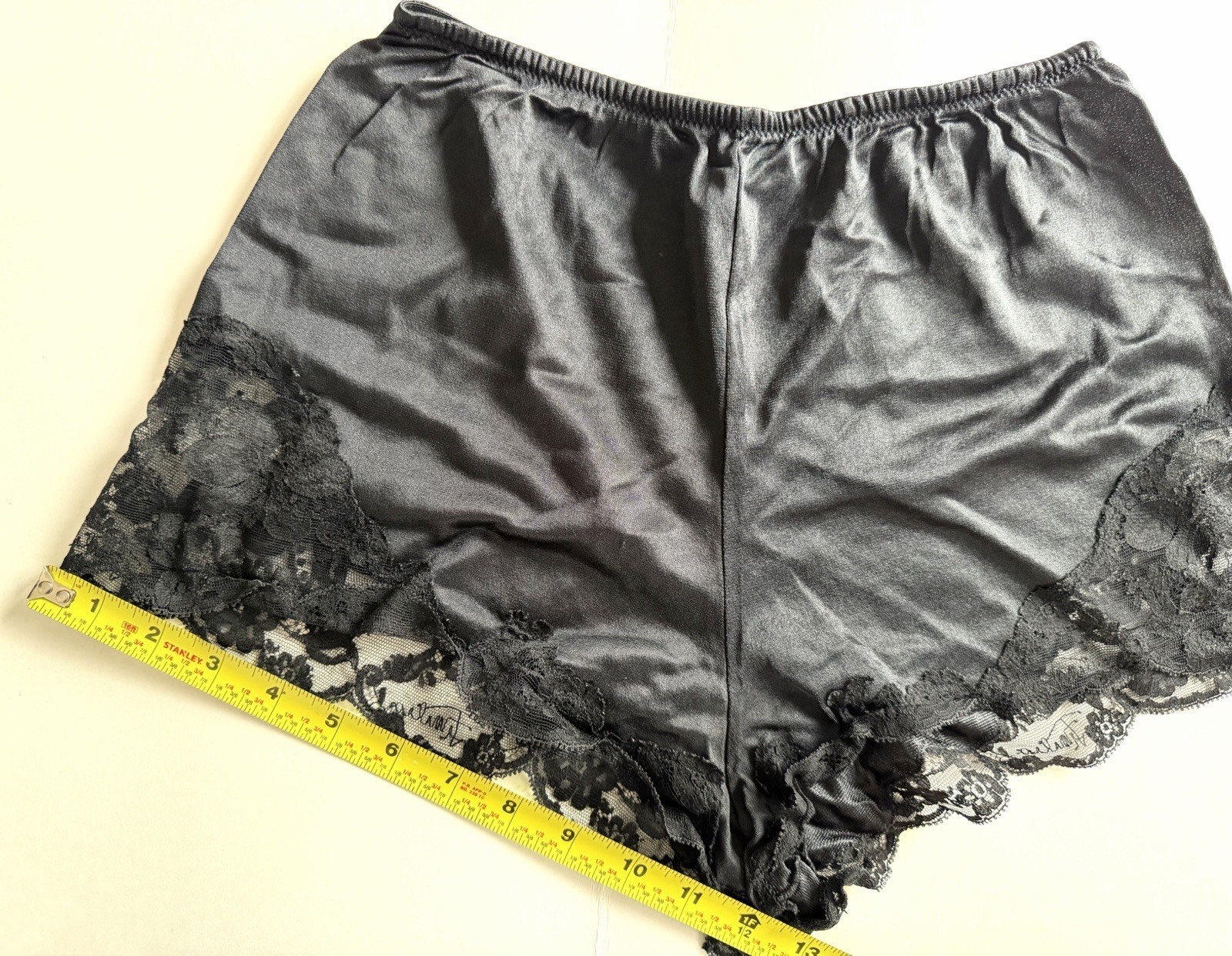 EMILIO PUCCI Vintage Shorts Black Satin Lace Designer Lingerie Italy