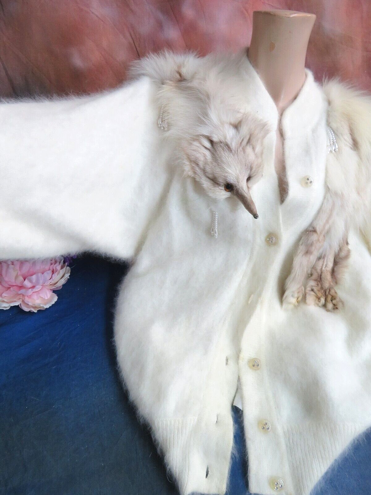 Sweater Jacket Angora and Fox Fur cocoon Batwing Art Deco Flapper style My Lady