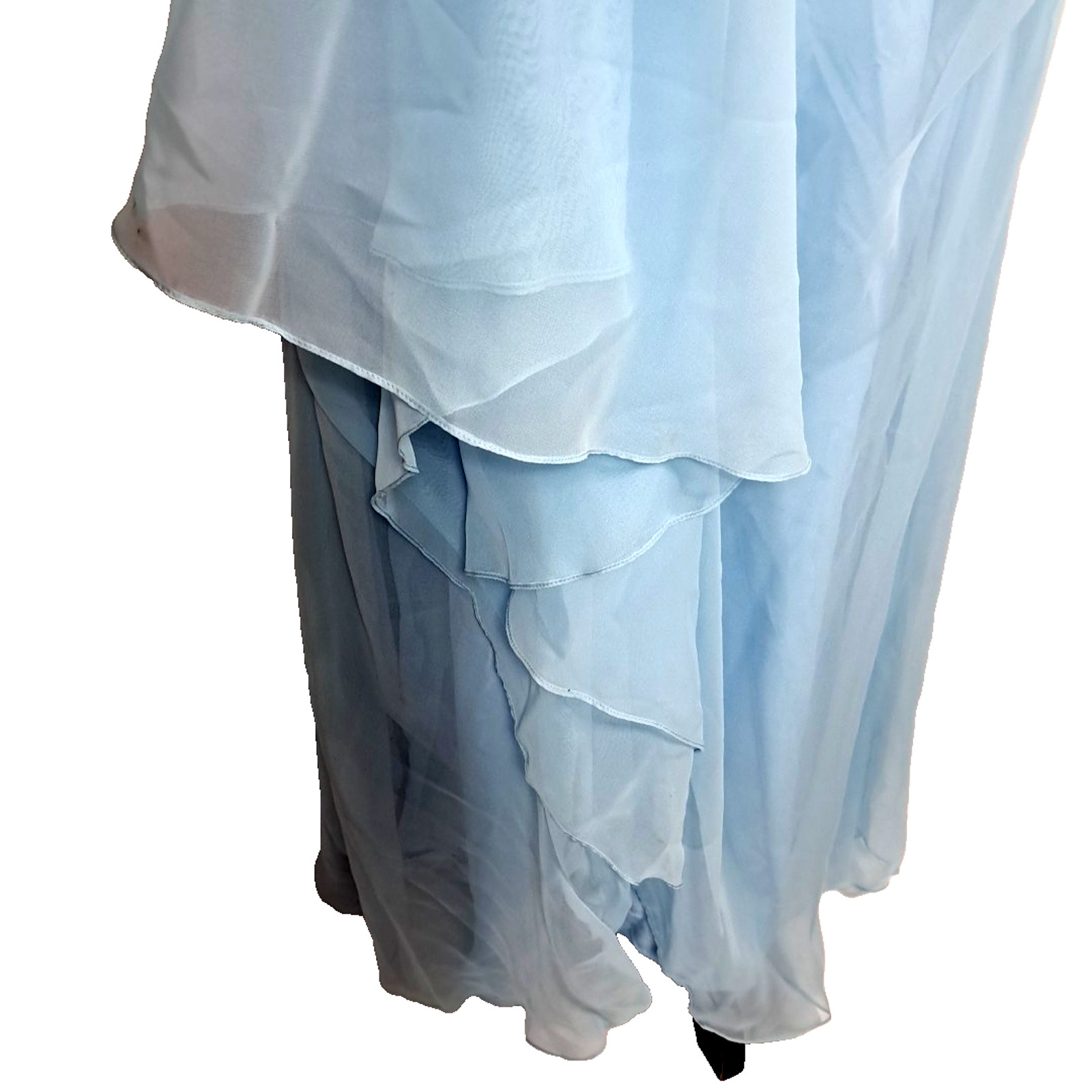 Vtg 70s Sheer Chiffon Rhinestone Maxi Dress Size 9 Blue Regency Formal Union Tag