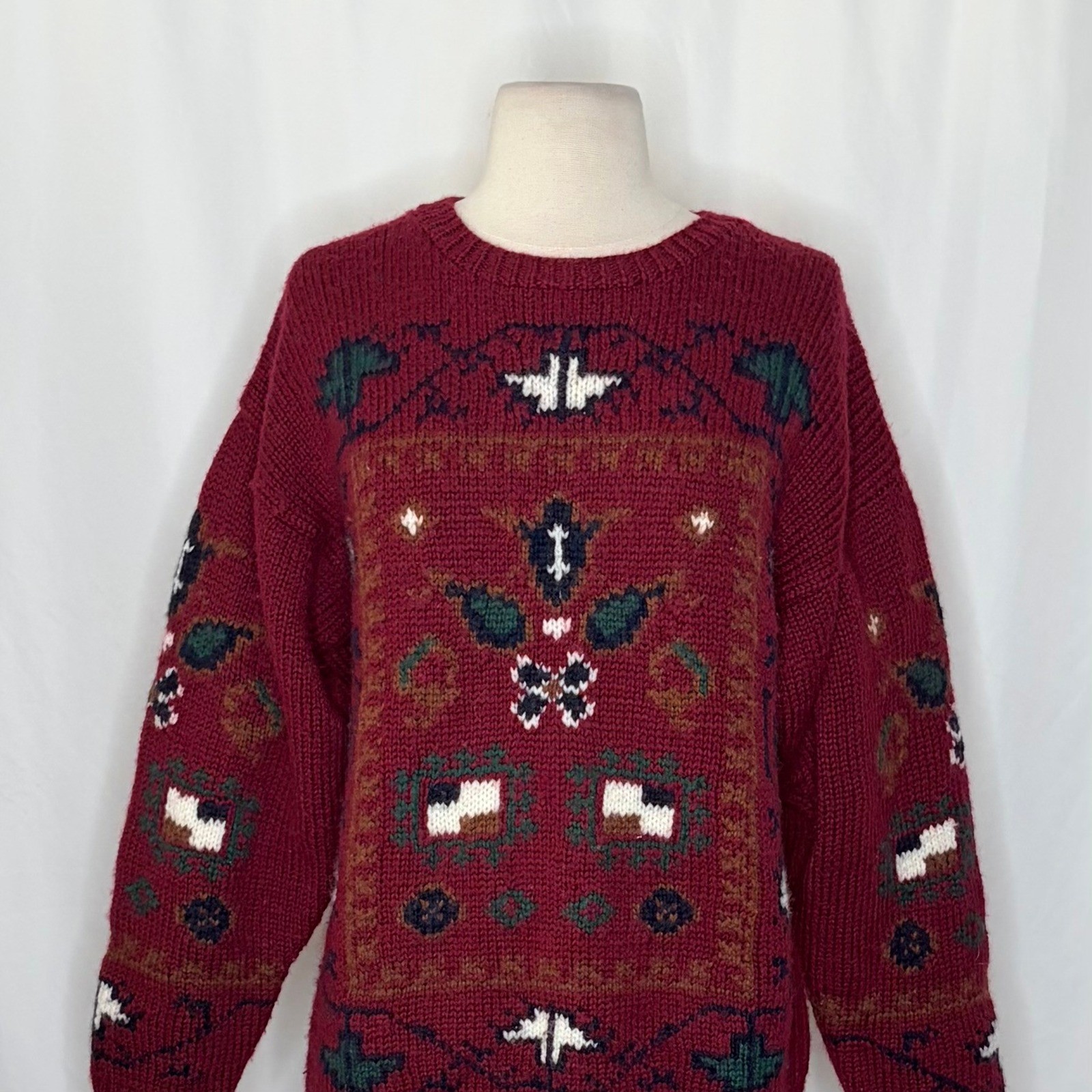 Vintage Studio MICHELLE STUART Wool Blend Geometric Sweater Hand Knit Small