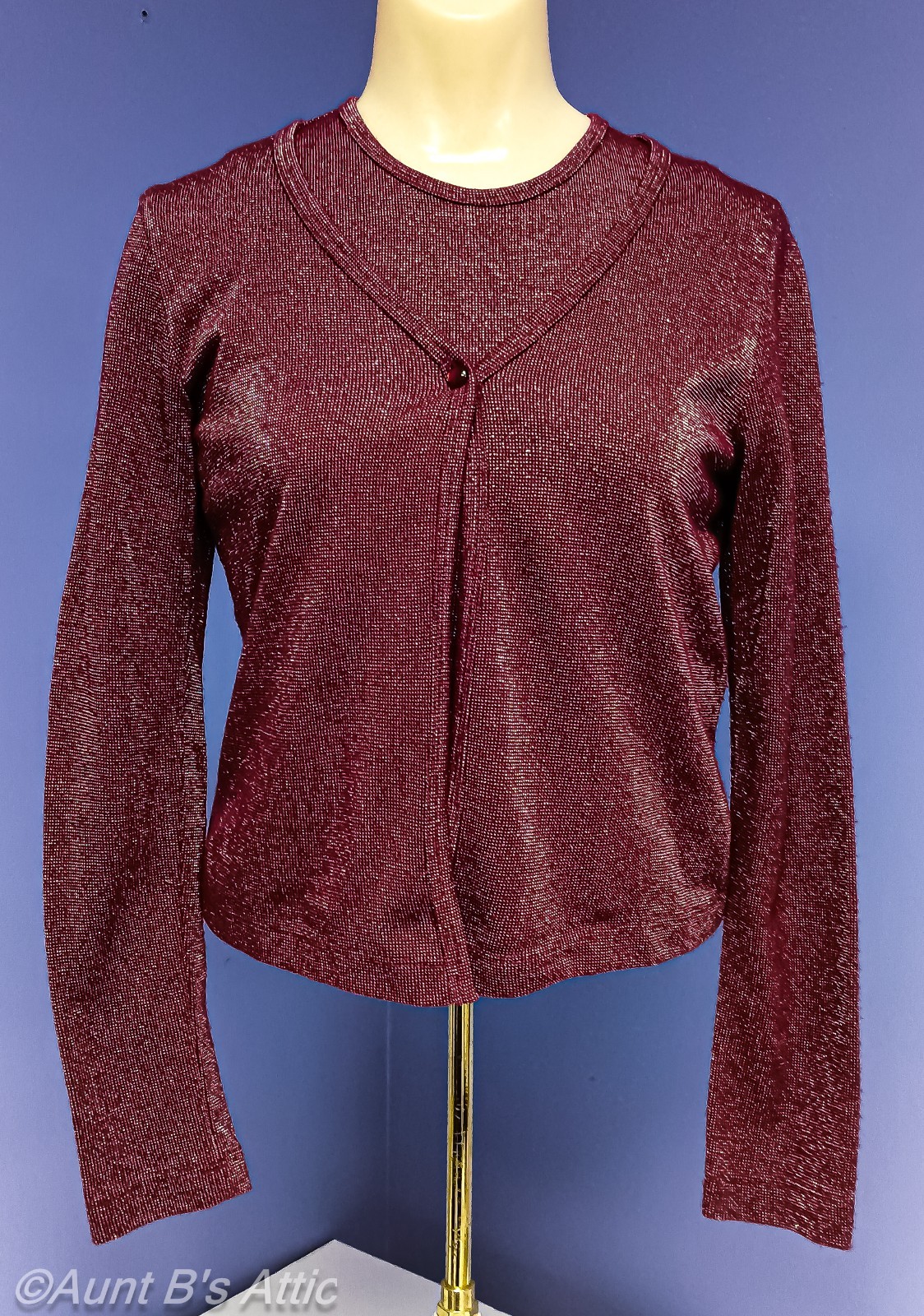 Vintage 80&rsquo;s My Michelle Burg Glitter 2Pc Knit Shell & Sweater Set Junior Small