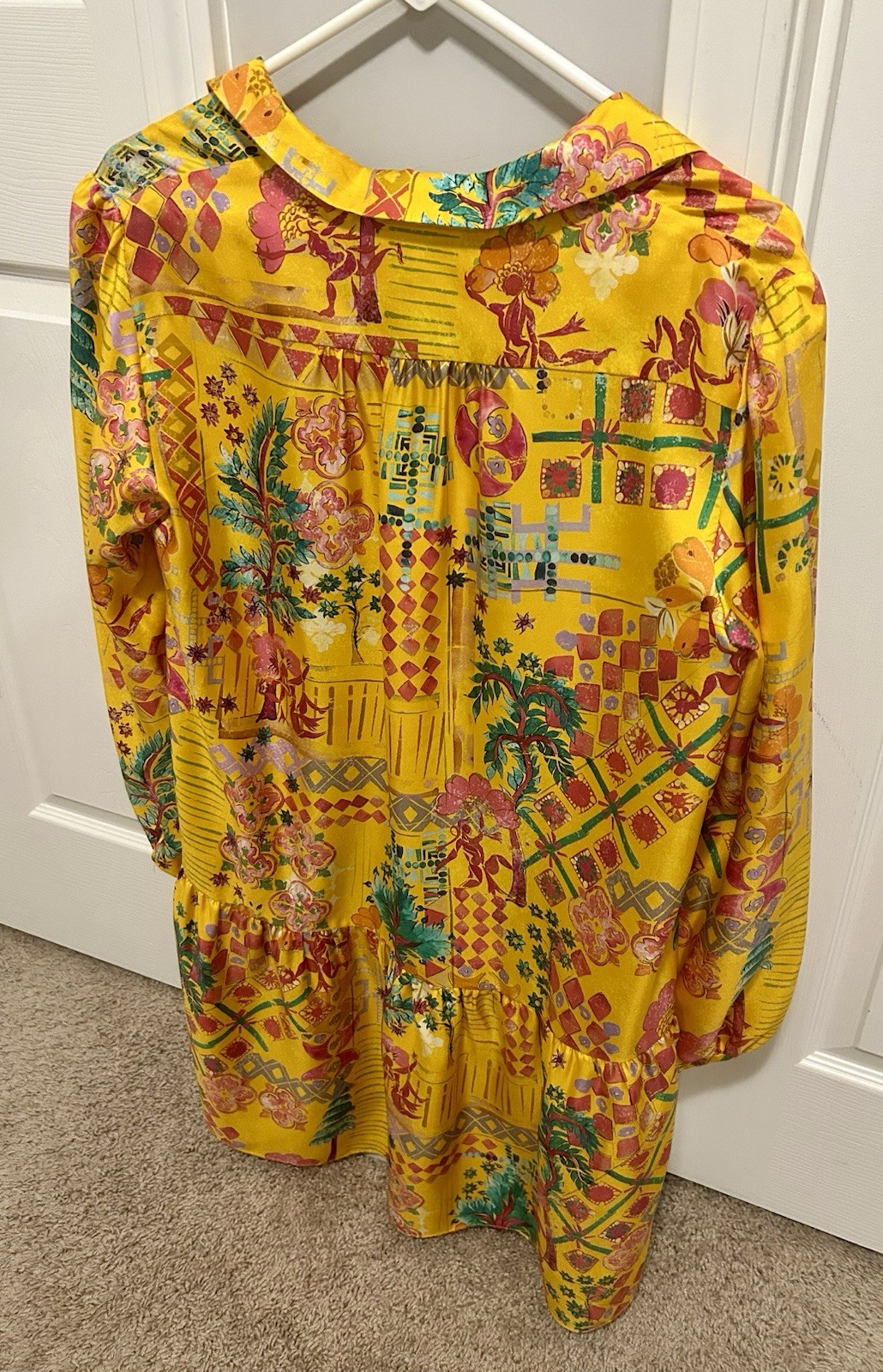 Vintage 2001 Saloni 100% Silk Twill Dress UK10 US6 NWT Yellow/Orange 10357