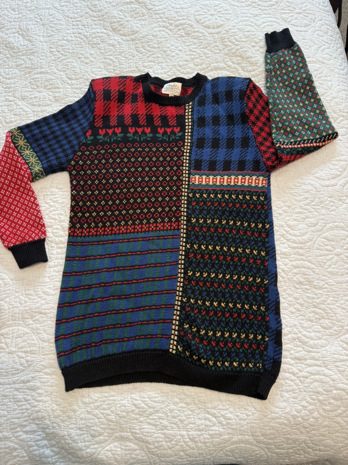 Vintage Susan Bristol Sweater Woman’s Size M 90s Geometric Patchwork