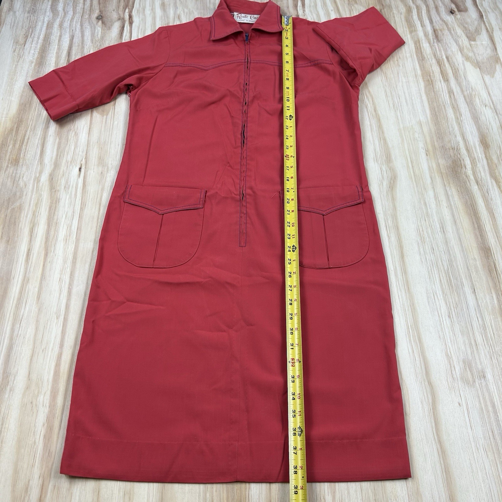 VINTAGE 60s Mod Red Solid Sheath Dress Gogo Route One FIT 6 1960s