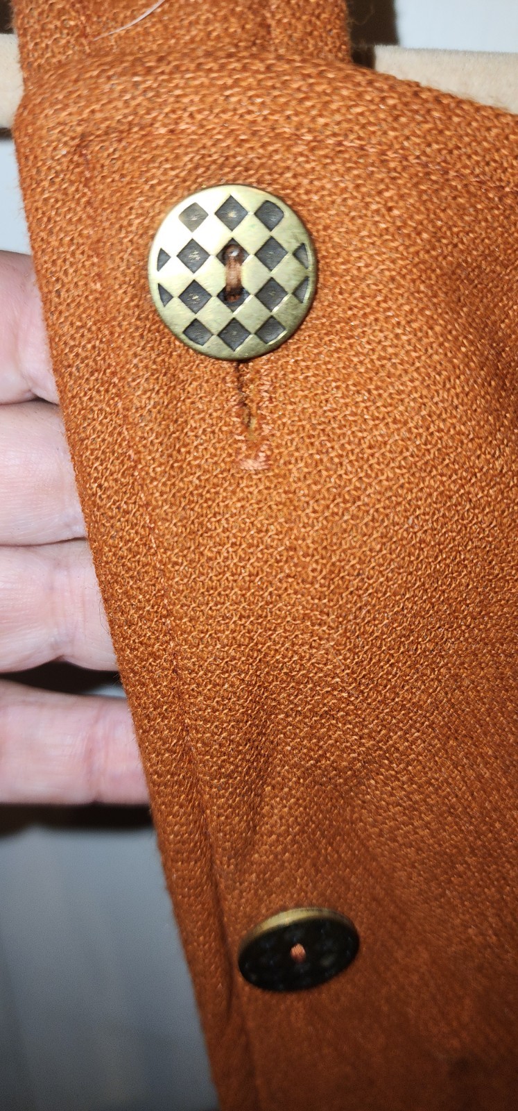 Mod Vintage 1960’s Burndt Orange Rust Pinafore Dress Carol Brent Jumper Size 12