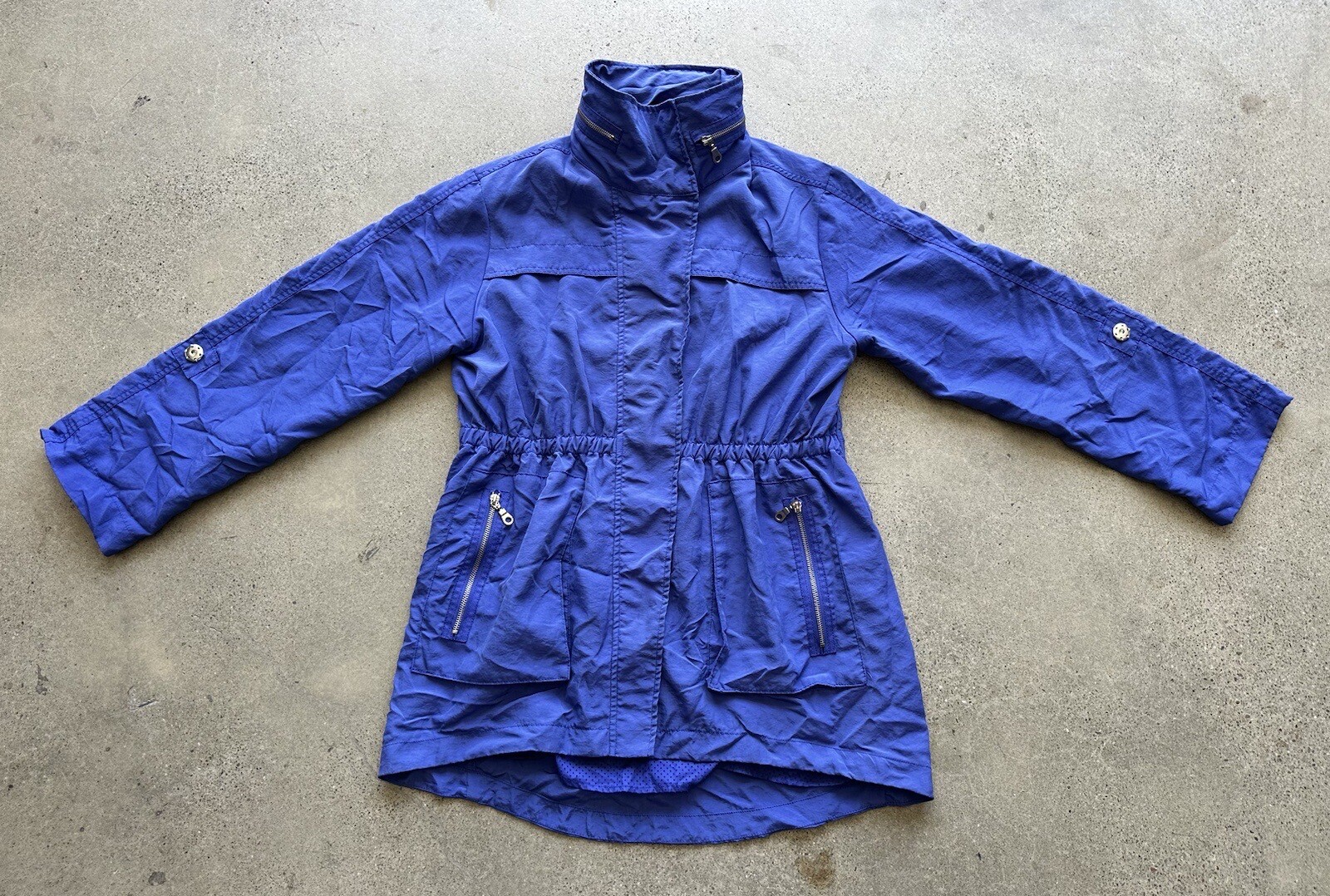 Vintage G.E.T Equipment General Technique Blue Nylon Blend Hidden Hood Jacket