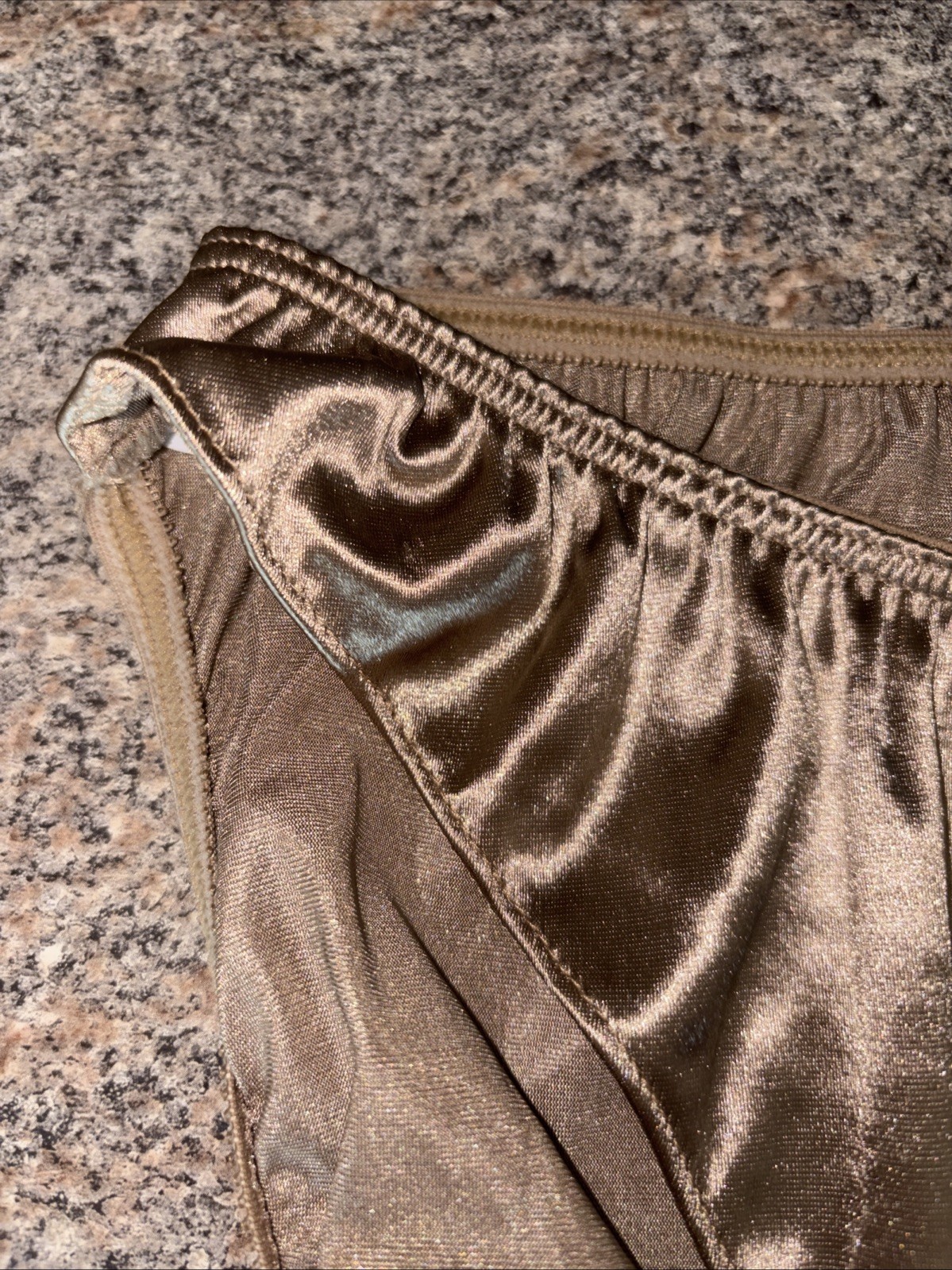 NWT Vintage Warner’s SHINY stretch Satin hi-cut Panties Small Nylon Champagne
